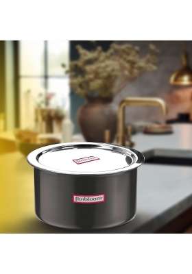 FLIXBLOOM Comet Black Hard Anodized Induction Base Bottom LPG Stovetop Friendly Kitchen | 1.5 L | 1.6 Qt | With Lid