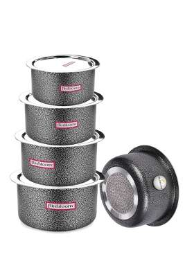 FLIXBLOOM Cosmic Black Hard Anodised Induction Base and Stove Friendly Cookware | 2 L | 2.1 Qt | With Lid
