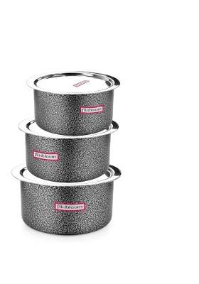 FLIXBLOOM Cosmic Black Hard Anodised Induction Base and Stove Friendly Cookware | 1 L | 1.1 Qt | With Lid