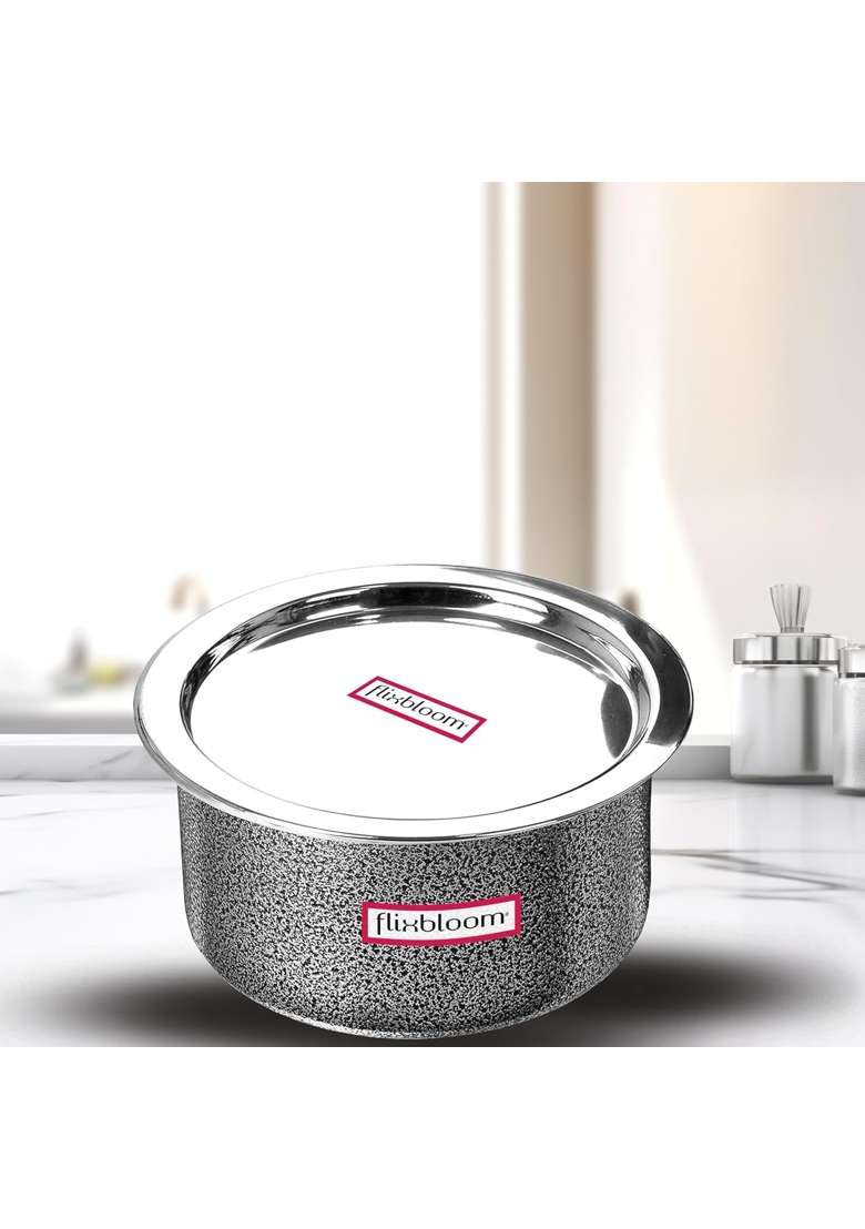 FLIXBLOOM Popular Hard Anodised Induction Base LPG Stove Friendly Thick Guage Kitchen | 2 L | 2.1 Qt | With Lid - Indya