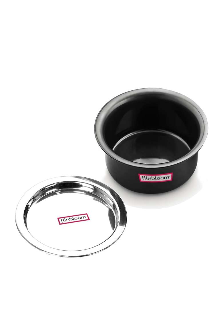 FLIXBLOOM Imperial Black Large Tope Cooking Pot with Lid | 5 L | 5.3 Qt | Induction Compatible - Indya
