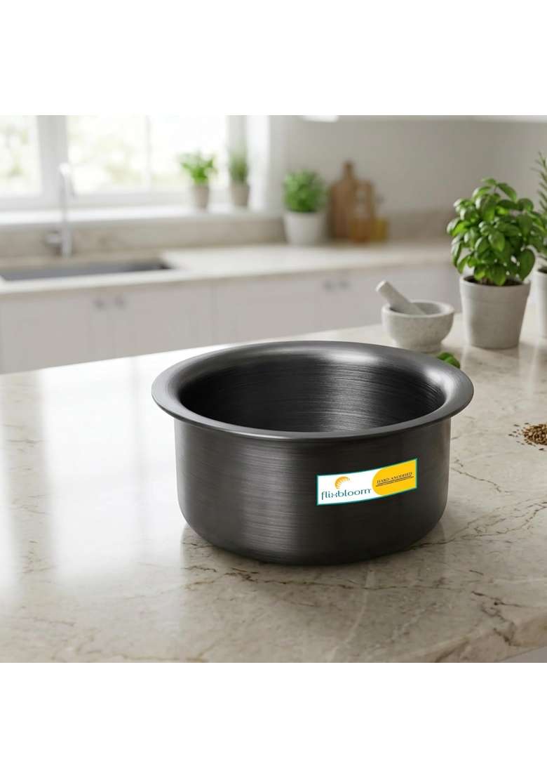 FLIXBLOOM Centric Hard Anodized Kitchen Cookware Thick Gauge Induction Base and LPG | 0.5 L | 0.5 Qt - Indya