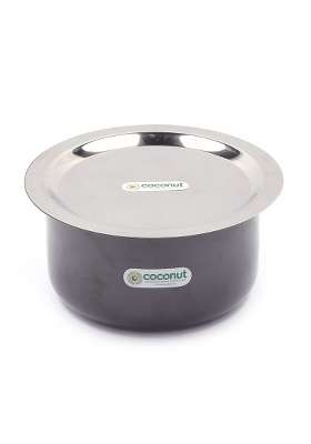 coconut Hard Anodised Tope Cooking Pot Patila for Cook and Serve with SS Lid and Gas Stove | 1 L | 1.1 Qt | 17 cm | 6.7 Inch | Induction Compatible
