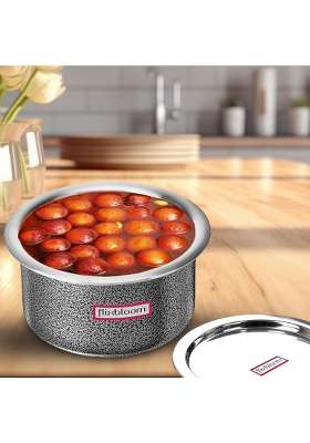 FLIXBLOOM Imperial Hammertone Black Hard Anodised Multipurpose Induction Base and LPG Gas | 7 L | 7.4 Qt | With Lid