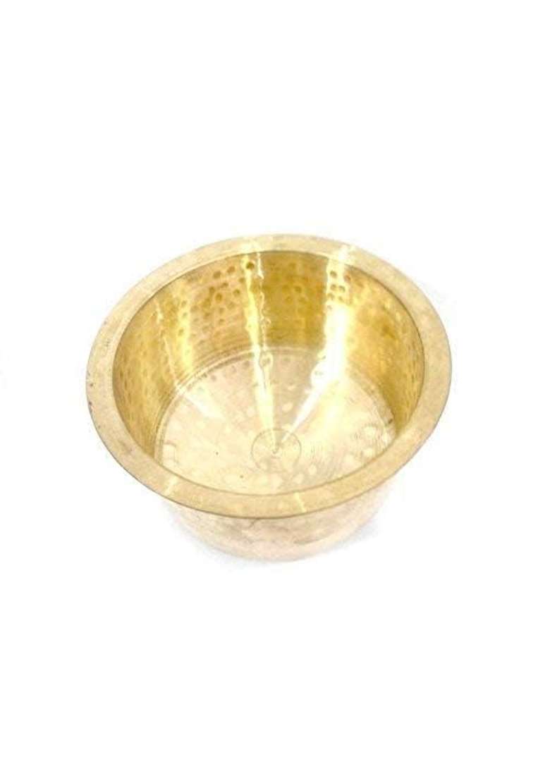 RewariCraft Brass Hammered Tope Cooking Pot Topia Patila Golden | 4000 ml | 135.3 fl oz - Indya
