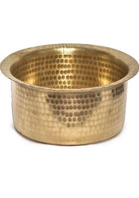 KITCHEN NEXT Brass Hammered Patila Cooking Pot | 1 L | 1.1 Qt