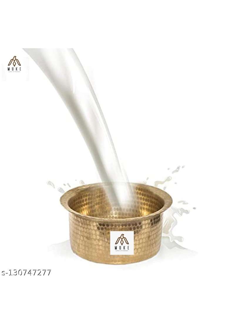 KITCHEN NEXT Brass Hammered Patila Cooking Pot | 1 L | 1.1 Qt - Indya