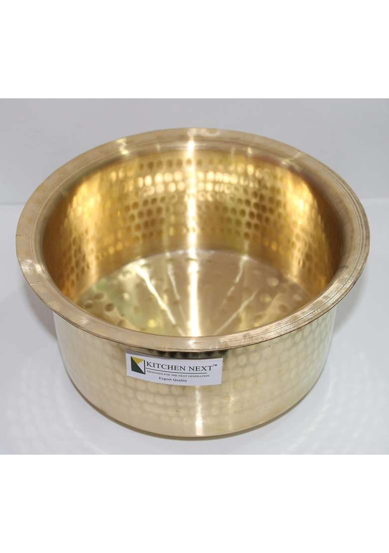 KITCHEN NEXT Brass Hammered Patila Cooking Pot | 1 L | 1.1 Qt - Indya