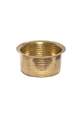 KITCHEN NEXT Brass Hammered Patila Cooking Pot | 3 L | 3.2 Qt