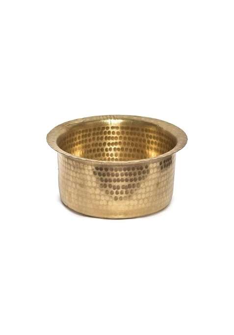 KITCHEN NEXT Brass Hammered Patila Cooking Pot | 3 L | 3.2 Qt