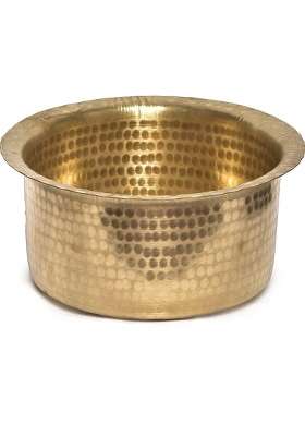 AAYU CRAFT KITCHENWARE FOR LIFE Brass Hammered Patila Cooking Pot | 3 L | 3.2 Qt | Heavy Bottom