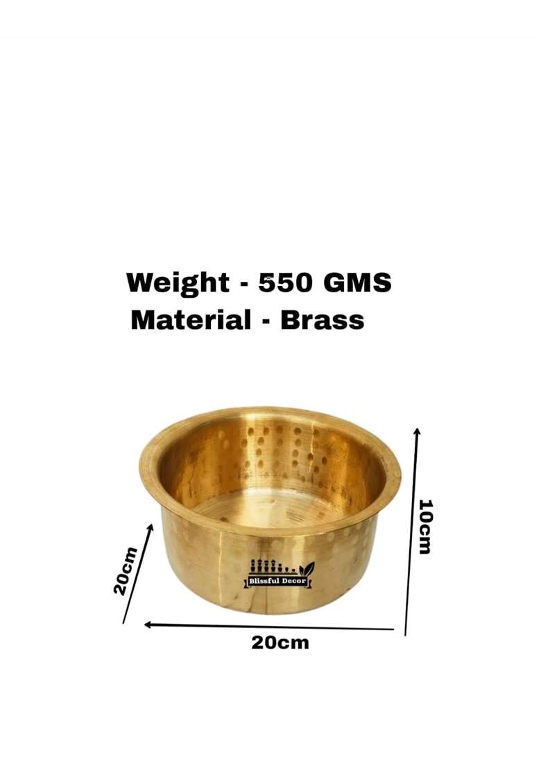 Blissful Decor Pateli Patila Cooking Pot Peetal Bhagona Hammered Patila | 1 L | 1.1 Qt | Heavy Bottom - Indya