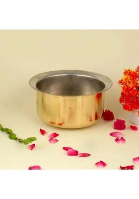 Gyarsilal's Pure Brass Pital Bhagoni | 1 L | 1.1 Qt | Heavy Bottom | Tin Lined Kalai