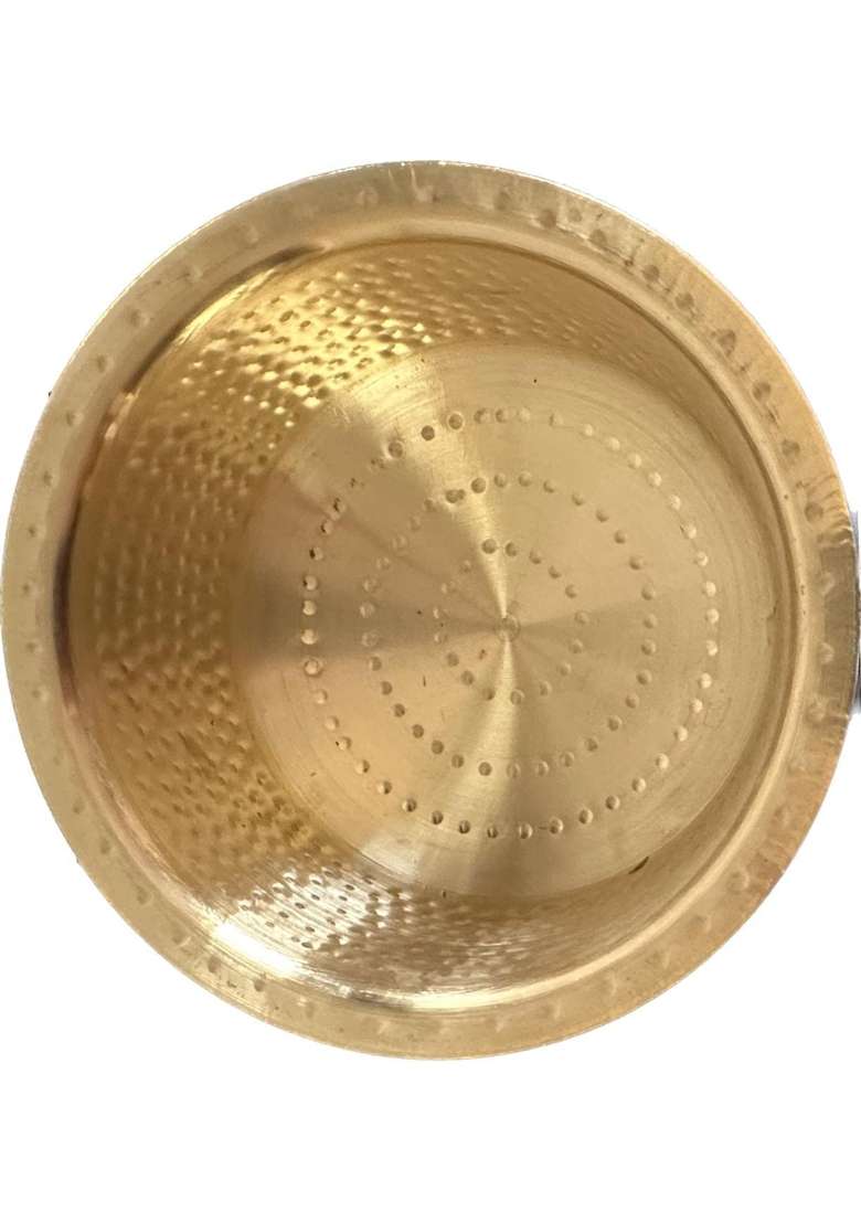 KITCART Brass Hammered Patila Cooking Pot | 1.5 L | 1.6 Qt - Indya