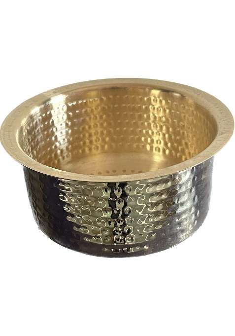 KITCART Brass Hammered Patila Cooking Pot | 1.5 L | 1.6 Qt