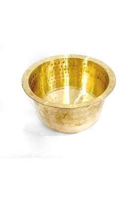 Yadav Craft Brass Hammered Patila Cooking Pot | 3 L | 3.2 Qt | Heavy Bottom
