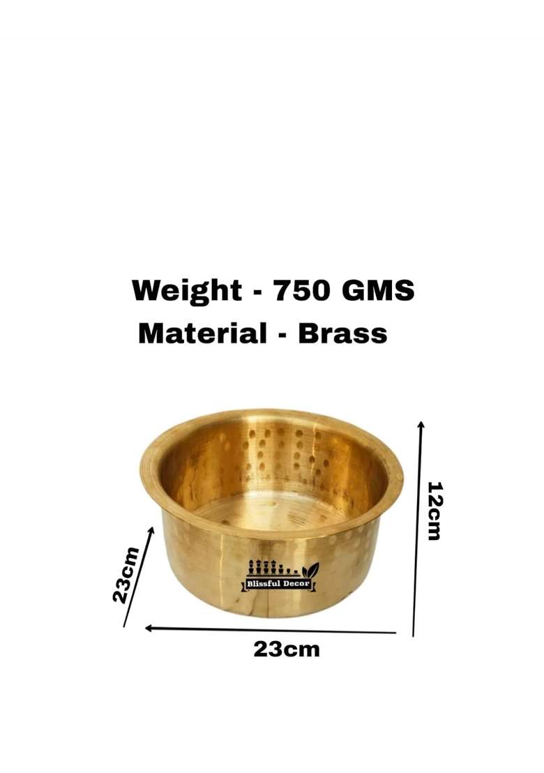 Blissful Decor Pateli Patila Cooking Pot Peetal Bhagona Hammered Patila | 2 L | 2.1 Qt | Heavy Bottom - Indya