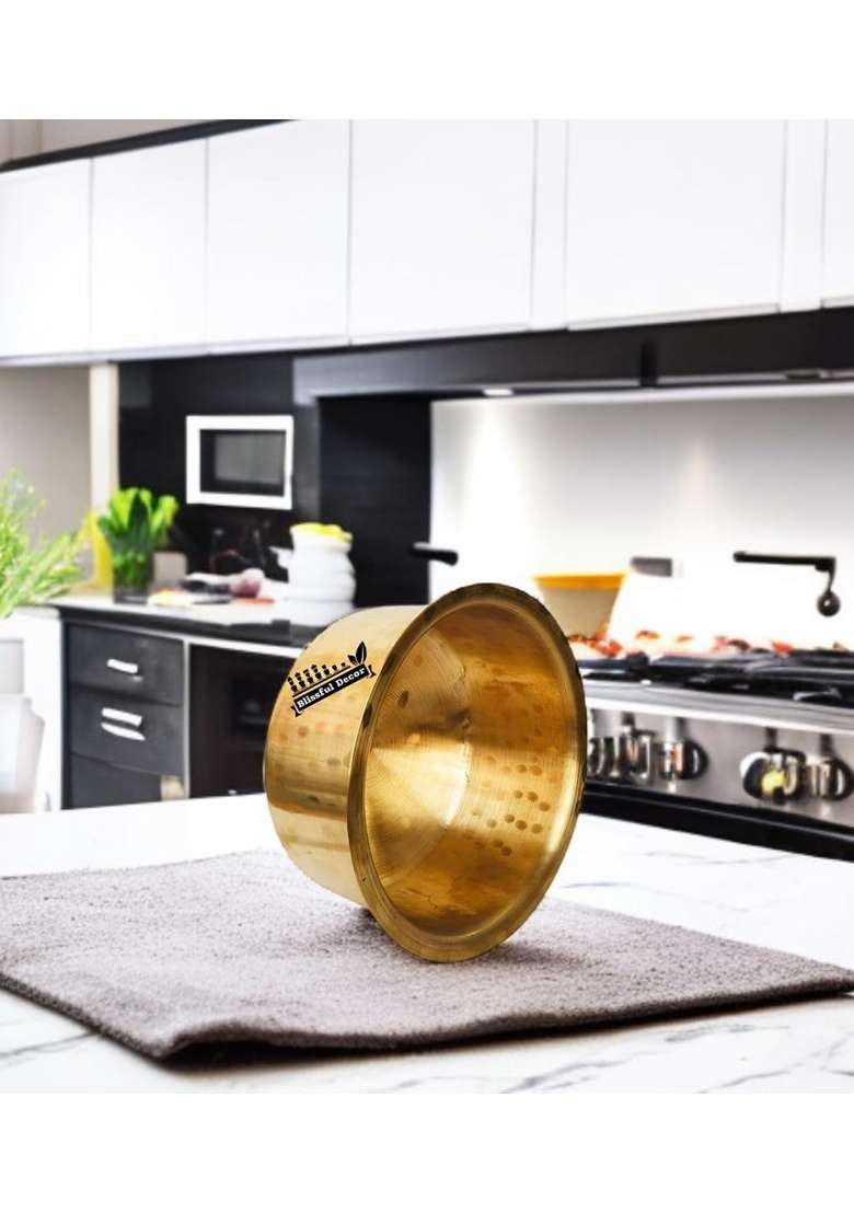 Blissful Decor Pateli Patila Cooking Pot Peetal Bhagona Hammered Patila | 2 L | 2.1 Qt | Heavy Bottom - Indya