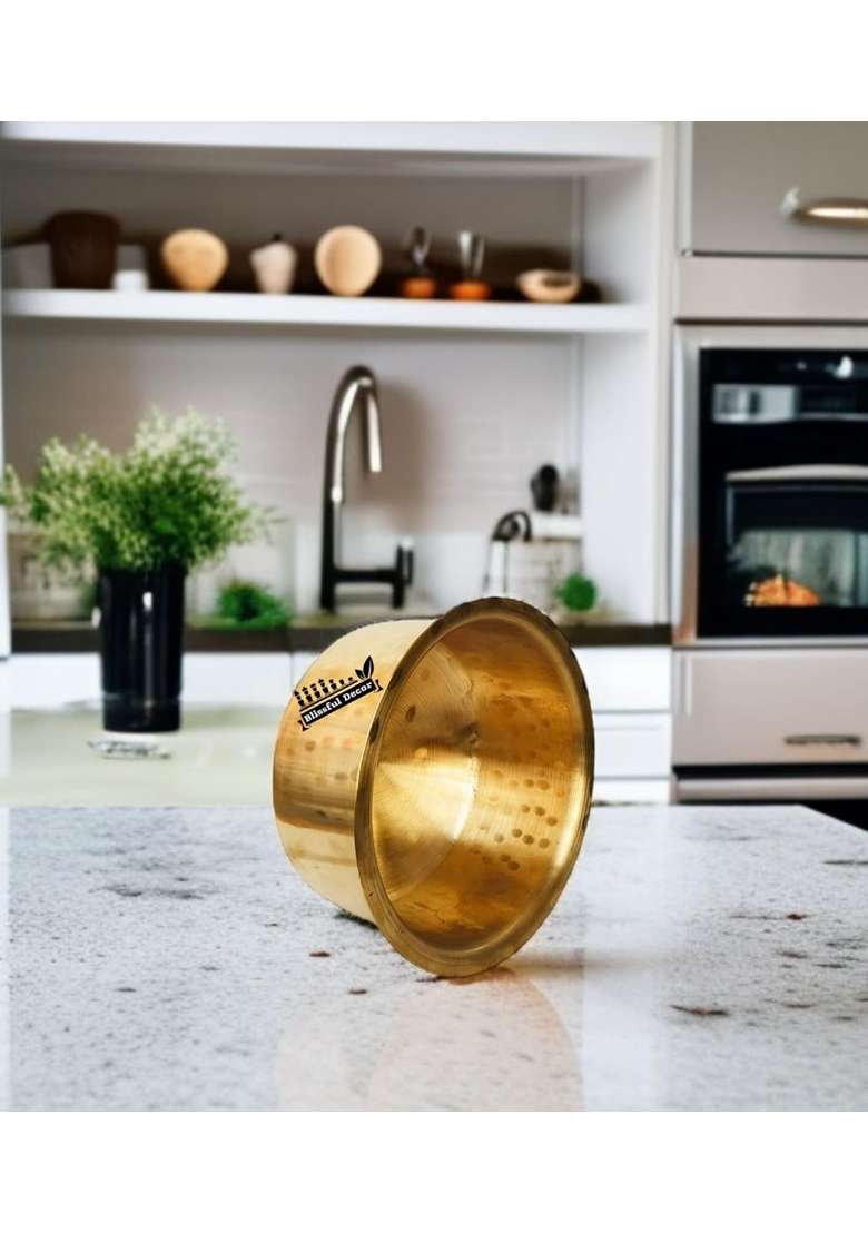 Blissful Decor Pateli Patila Cooking Pot Peetal Bhagona Hammered Patila | 2.5 L | 2.6 Qt | Heavy Bottom - Indya