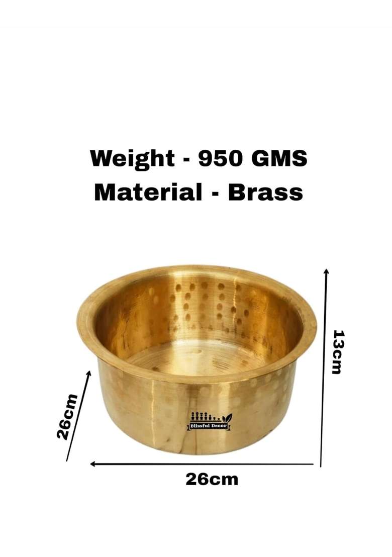 Blissful Decor Pateli Patila Cooking Pot Peetal Bhagona Hammered Patila | 3 L | 3.2 Qt | Heavy Bottom - Indya