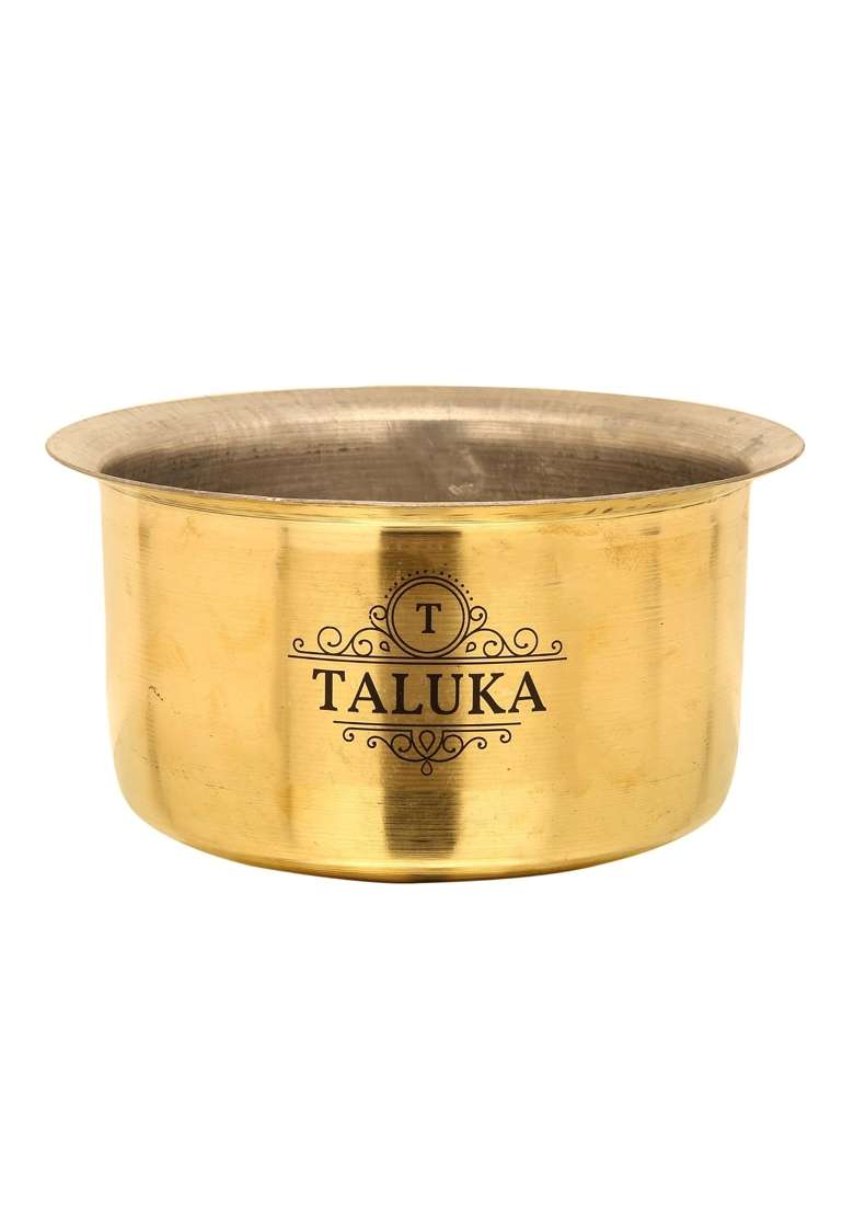 Taluka With T Logo Taluka Pure Brass Made Tope Cooking Pot Topia Patila with Nickel Plating Capacity | 4000 ml | 135.3 fl oz - Indya