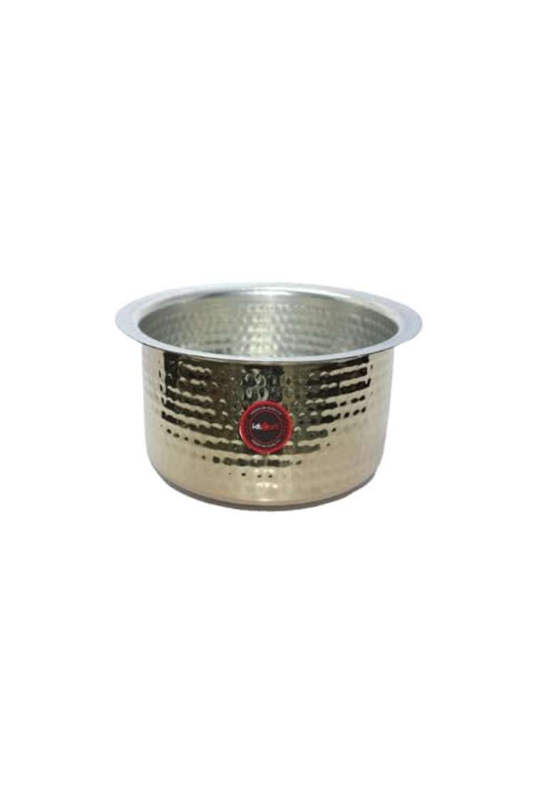 KITCART Brass Hammered Patila Cooking Pot | 3.5 L | 3.7 Qt | Heavy Bottom - Indya