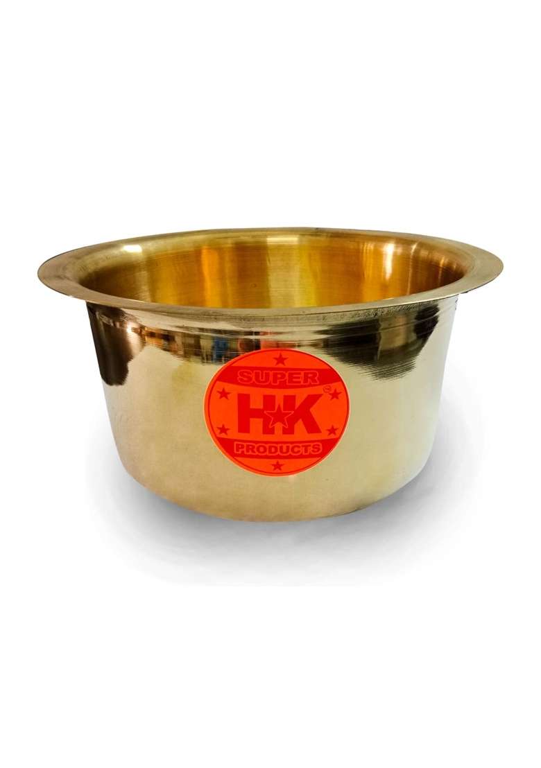 Super HK Brass Pital Tope Cooking Pot Patila Bhagona Handi | 4 L | 4.2 Qt - Indya
