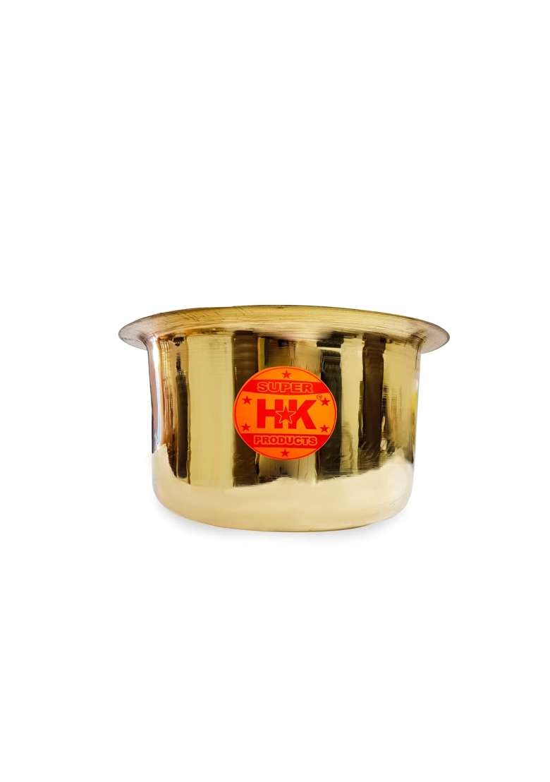 Super HK Brass Pital Tope Cooking Pot Patila Bhagona Handi | 4 L | 4.2 Qt - Indya