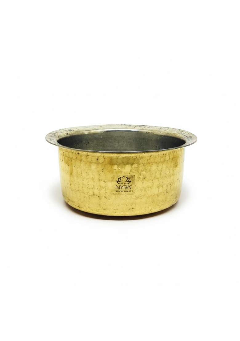 NYRA Pure Brass Kalai Tope Cooking Pot Patila Bhagona | 2.5 L | 2.6 Qt - Indya