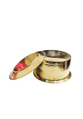 SHAAN mfg. Shaan Mfg Authentic Brass Handi Cooking Pot for Cooking | 5 L | 5.3 Qt | Tin Lined Kalai | Hammered Finish | With Lid