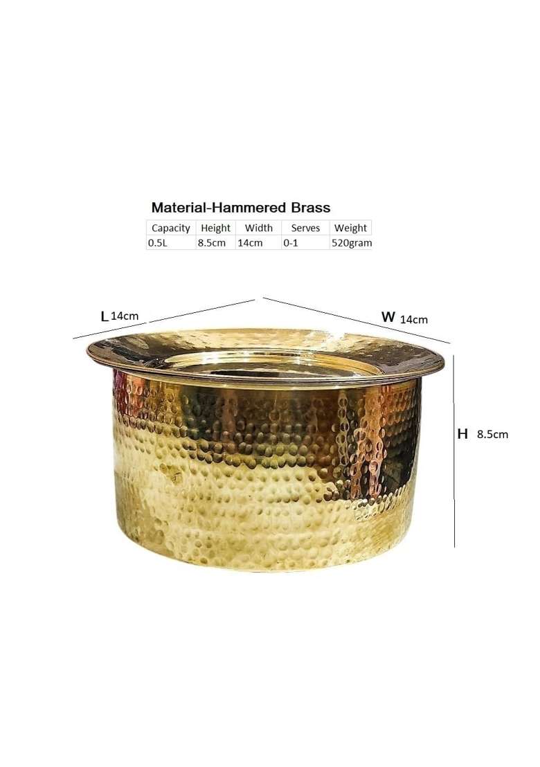 SHIV HOME WORLD Hammered Brass Patila Cooking Pot | 0.5 L | 0.5 Qt | 14 cm | 5.5 Inch - Indya
