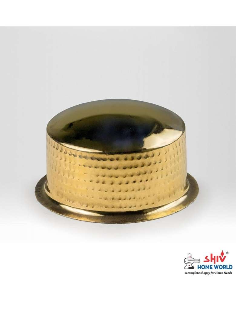 SHIV HOME WORLD Pure Brass Hammered Polished Patila Cooking Pot for Cooking | 1.2 L | 1.3 Qt | 10 cm | 3.9 Inch - Indya