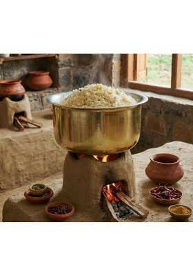 SHIV HOME WORLD Stainless Steel Brass Patila Cooking Pot Tope | 24 cm | 9.4 Inch