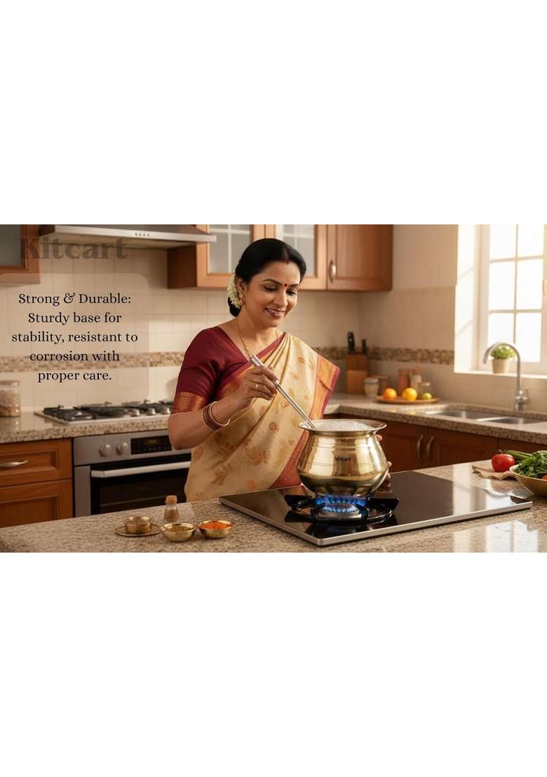 KITCART Kitcaer Pure Brass Handi Patila | 2.5 L | 2.6 Qt | Handcrafted - Indya