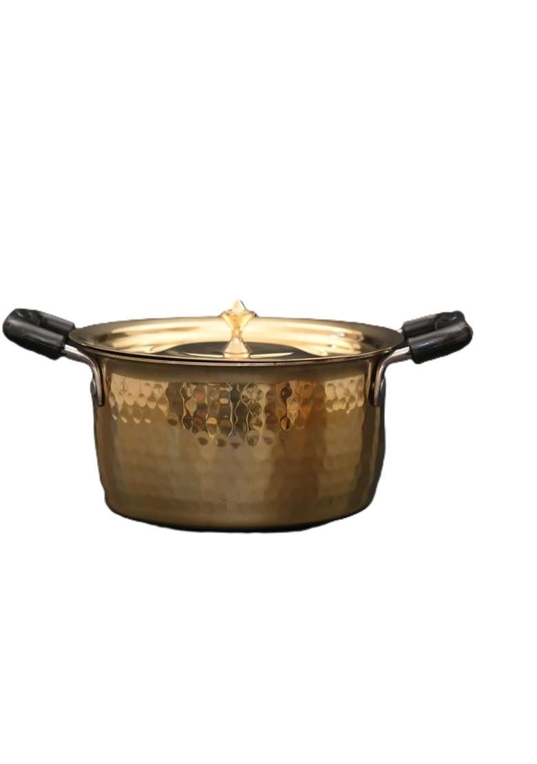 SHAAN mfg. Dhoodh Patila Cooking Pot Traditional Handcrafted Brass Milk Vessel | 2.5 L | 2.6 Qt - Indya
