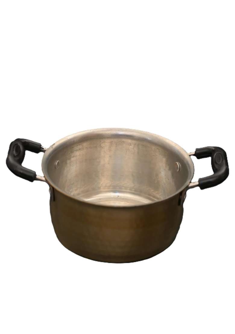 SHAAN mfg. Dhoodh Patila Cooking Pot Traditional Handcrafted Brass Milk Vessel | 2.5 L | 2.6 Qt - Indya