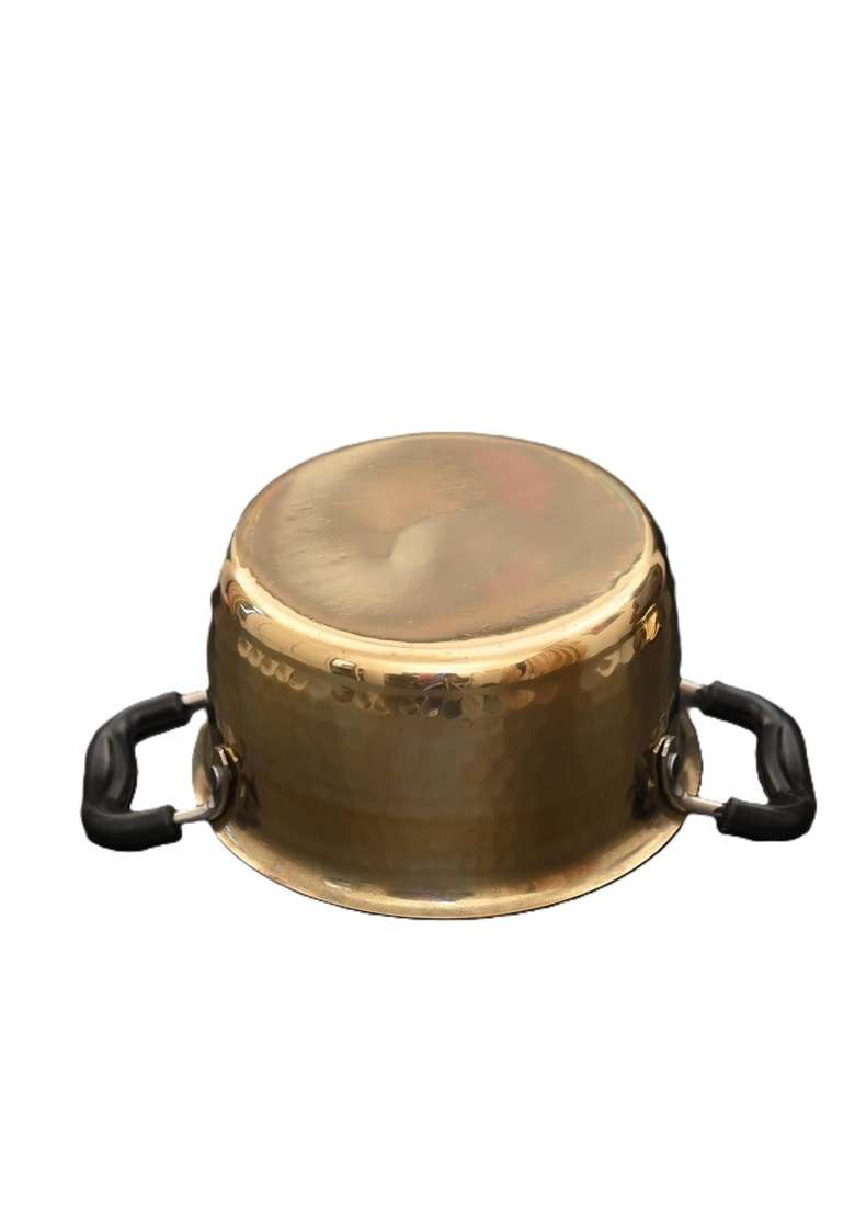 SHAAN mfg. Dhoodh Patila Cooking Pot Traditional Handcrafted Brass Milk Vessel | 2.5 L | 2.6 Qt - Indya