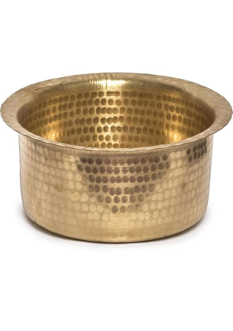 ODAR Pure Brass Cooking Pot | 1 L | 1.1 Qt | Hammered Finish - Indya