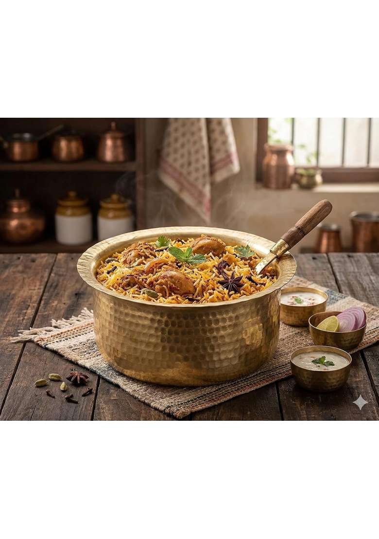 ODAR Pure Brass Cooking Pot | 1 L | 1.1 Qt | Hammered Finish - Indya