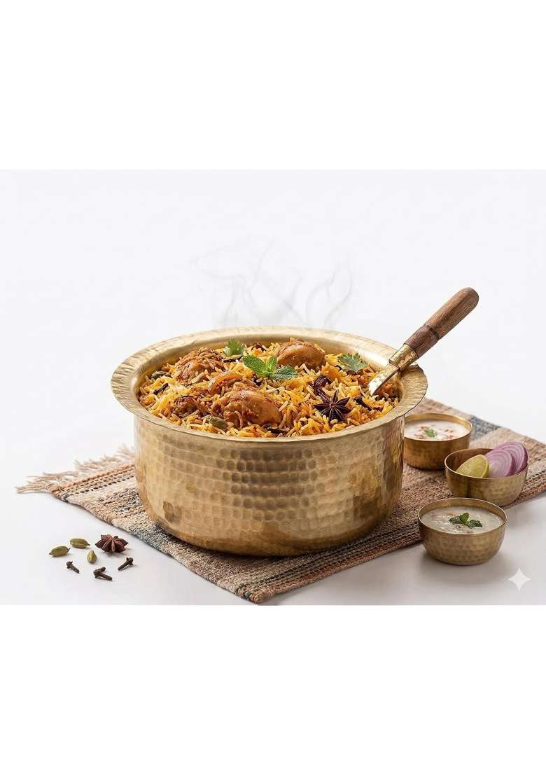 ODAR Pure Brass Cooking Pot | 1 L | 1.1 Qt | Hammered Finish - Indya