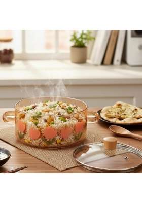 The Better Home Zeno Borosilicate Glass Cookware for Gas Stove | 1.45 L | 1.5 Qt | With Lid