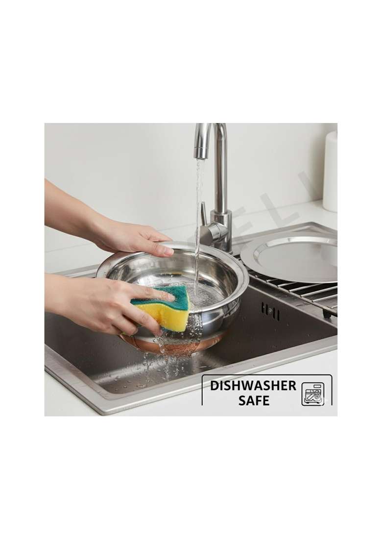 ALWAFLI Stainless Steel Copper Bottom Kitchen Serving | 0.45 L | 0.5 Qt | 3-Piece Set | With Lid - Indya