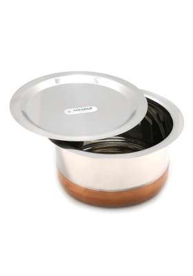 coconut Premium Stainless Steel Copper Bottom Tope with Steel Lid | 2 L | 2.1 Qt