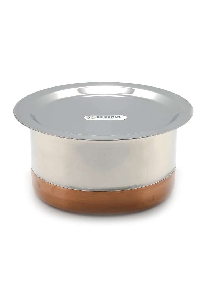 coconut Premium Stainless Steel Copper Bottom Tope with Steel Lid | 2 L | 2.1 Qt - Indya