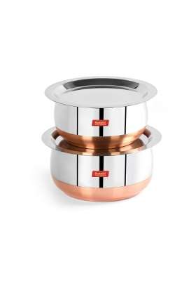 Sumeet SSumeet Stainless Steel Copper Bottom Cookware Set | 2.4 L | 2.5 Qt | With Lid