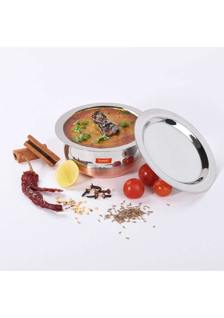 Sumeet SSumeet Stainless Steel Copper Bottom Cookware Set | 2.4 L | 2.5 Qt | With Lid - Indya