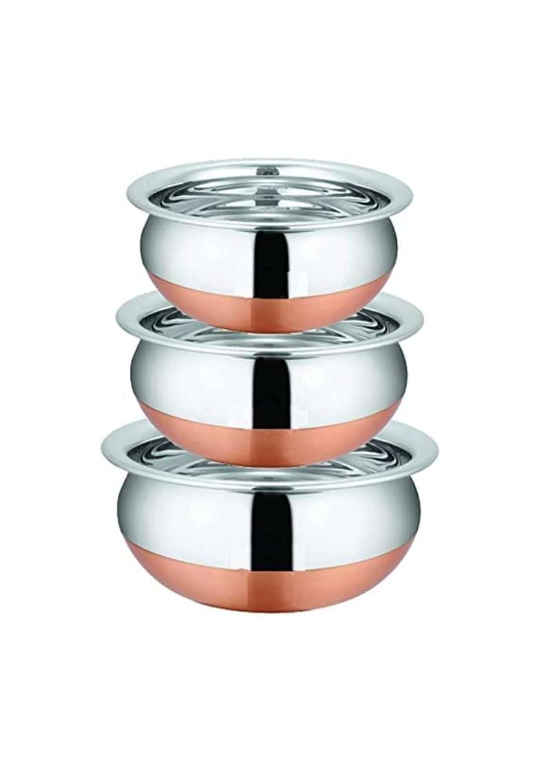 RJ kitchenware Store Handi Cooking Pot Copper Bottom Stainless Steel. | 8 L | 8.5 Qt - Indya