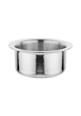 The Indian Aura Stainless Steel Hammered Tope Cooking Pot Without Lid | 1.6 L | 1.7 Qt | 16 cm | 6.3 Inch | Induction Compatible