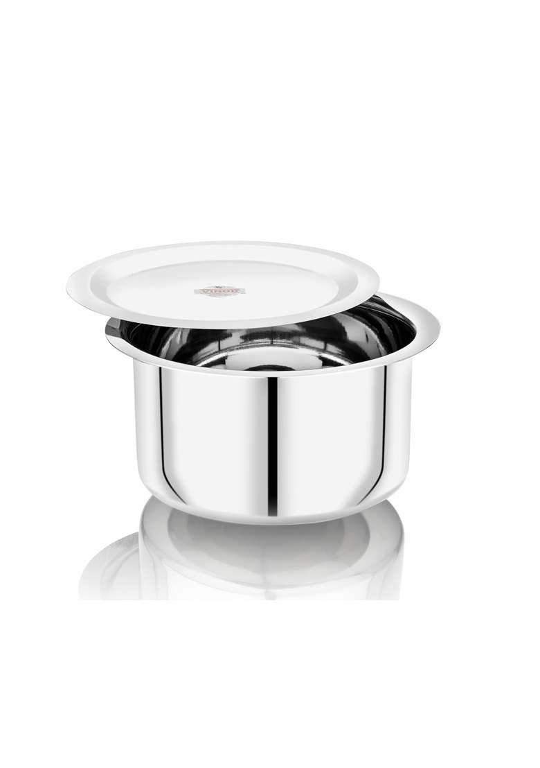 Vinod Stainless Steel Round Bottom Cooking Tope Cooking Pot with Lid | 5000 ml | 169.1 fl oz | 24.5 cm | 9.6 Inch | Food Safe | Rust Resistant - Indya