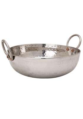 Yadav Craft High Grade Steel Hammered Kadhai Wok Round Base | 3 L | 3.2 Qt | Rust Resistant